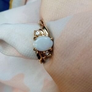 Vintage Opalite CZ Gold Ring